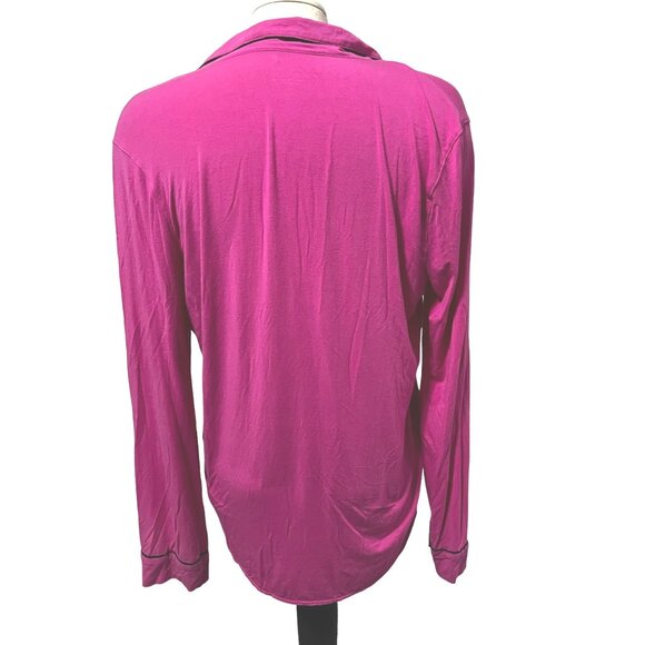 Victoria's Secret Hot Pink Collared Soft Sleep Shirt Sz Small Womens Long Sleeve - Picture 2 of 13
